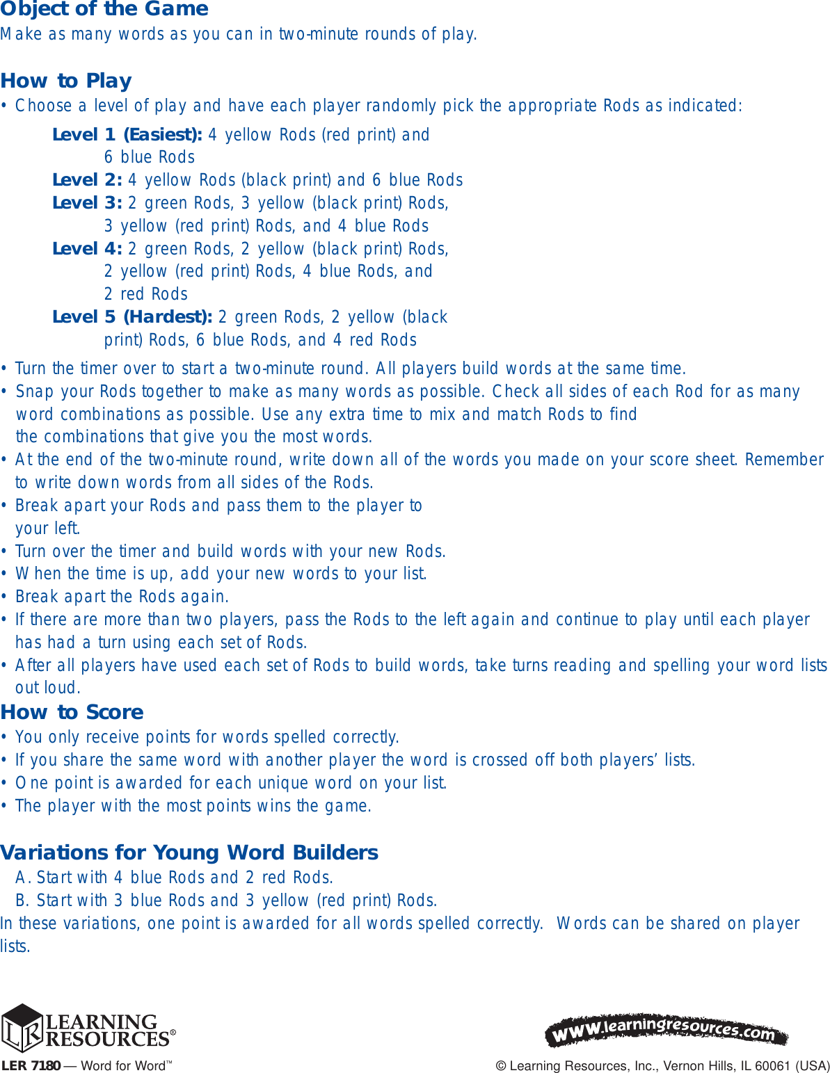 Page 2 of 4 - Learning-Resources Learning-Resources-Word-For-Word-Ler-7180-Users-Manual- 7180 GUD Internet  Learning-resources-word-for-word-ler-7180-users-manual