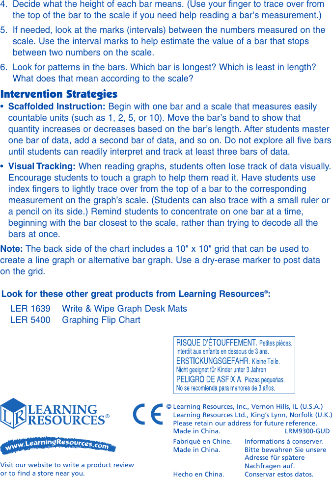 Page 2 of 2 - Learning-Resources Learning-Resources-Write-And-Wipe-Bar-Graph-Chart-Ler-9300-Users-Manual-  Learning-resources-write-and-wipe-bar-graph-chart-ler-9300-users-manual