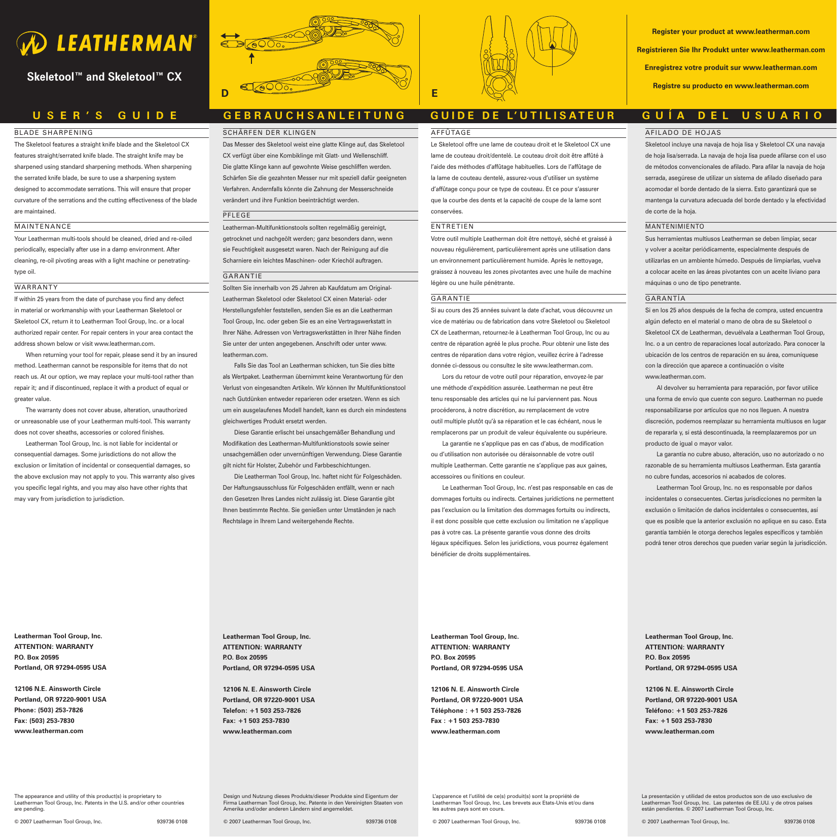 Page 2 of 2 - Leatherman Leatherman-Skeletool-Users-Manual-  Leatherman-skeletool-users-manual