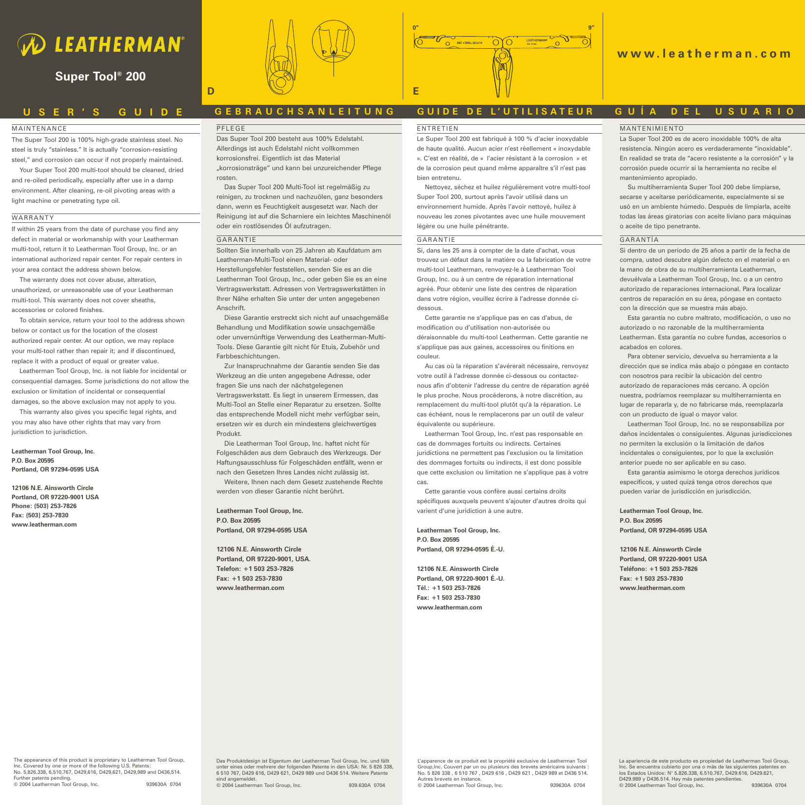Page 2 of 2 - Leatherman Leatherman-Super-Tool-200-Users-Manual- Leatherman-super-tool-200-users-manual