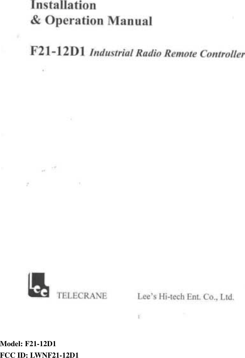    Model: F21-12D1 FCC ID: LWNF21-12D1 