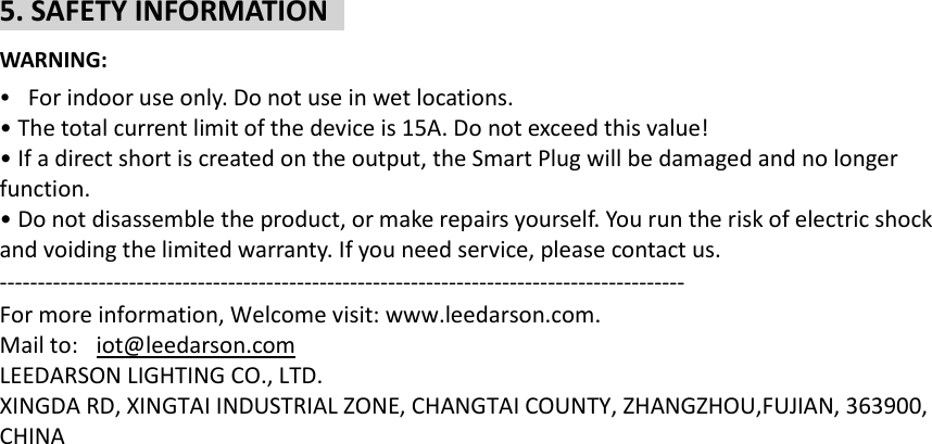 Page 4 of Leedarson Lighting 6APLVABA0 Z-Wave Smart Plug User Manual 8 17
