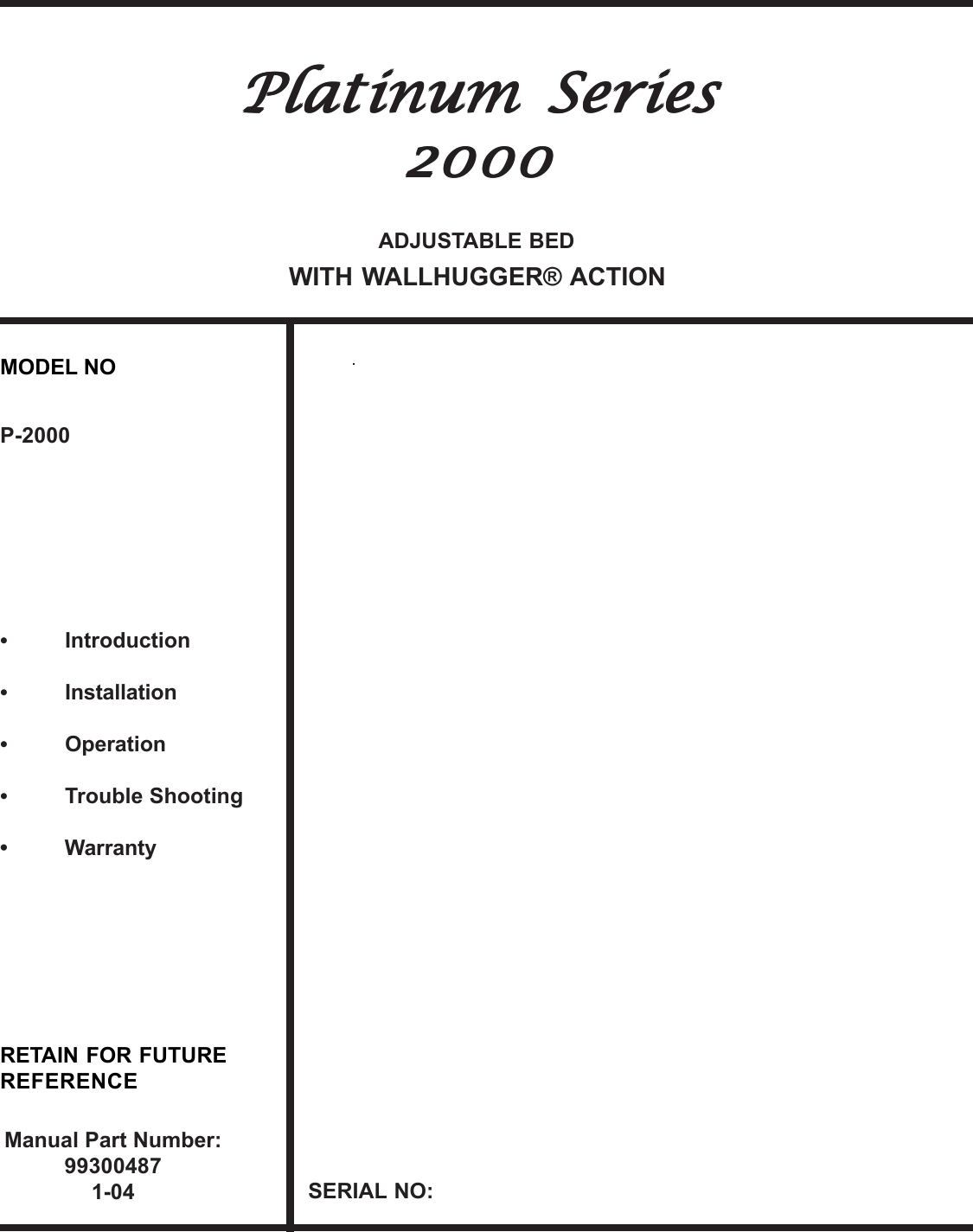 Page 1 of 11 - Leggett-And-Platt Leggett-And-Platt-P-2000-Users-Manual- P-2000 MANUAL COVER.pmd  Leggett-and-platt-p-2000-users-manual