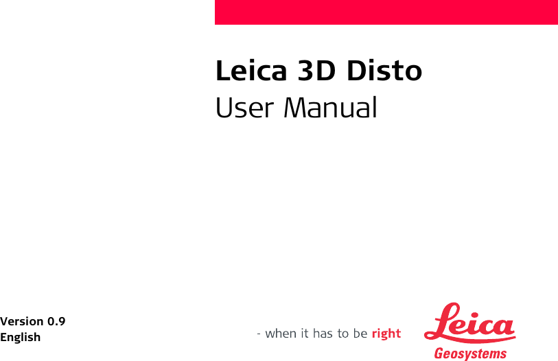 Leica 3D DistoUser ManualVersion 0.9English