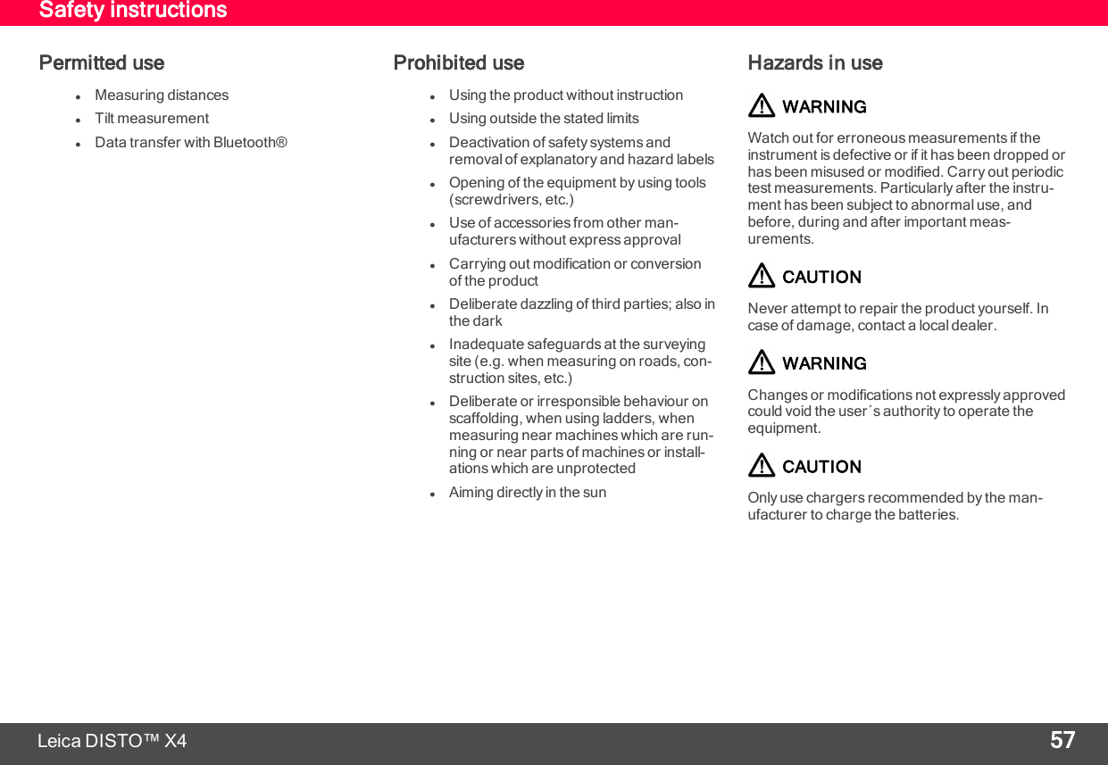 Page 58 of Leica Geosystems CPD LD3BT Laser Distance Meter User Manual My