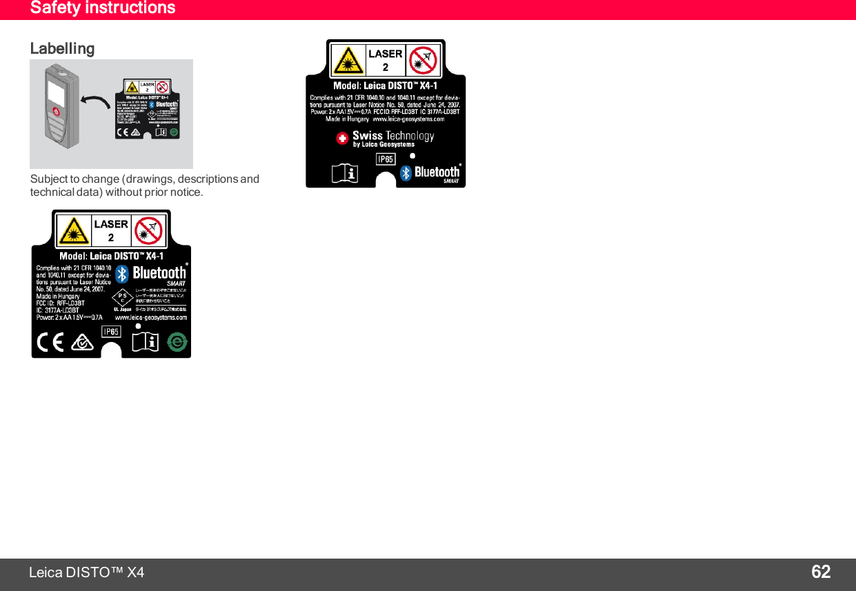 Page 63 of Leica Geosystems CPD LD3BT Laser Distance Meter User Manual My