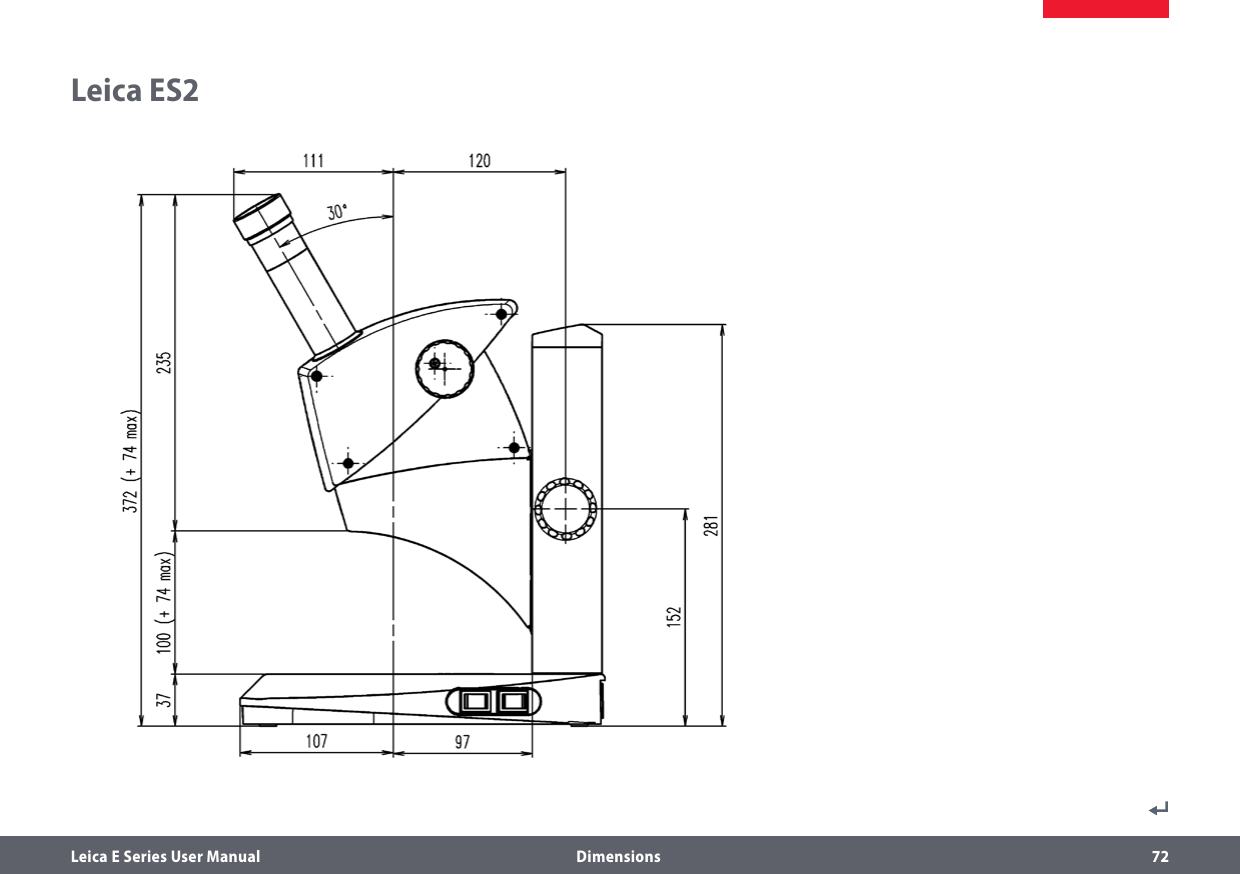 Leica E Series User Manual  Dimensions 72Leica ES2