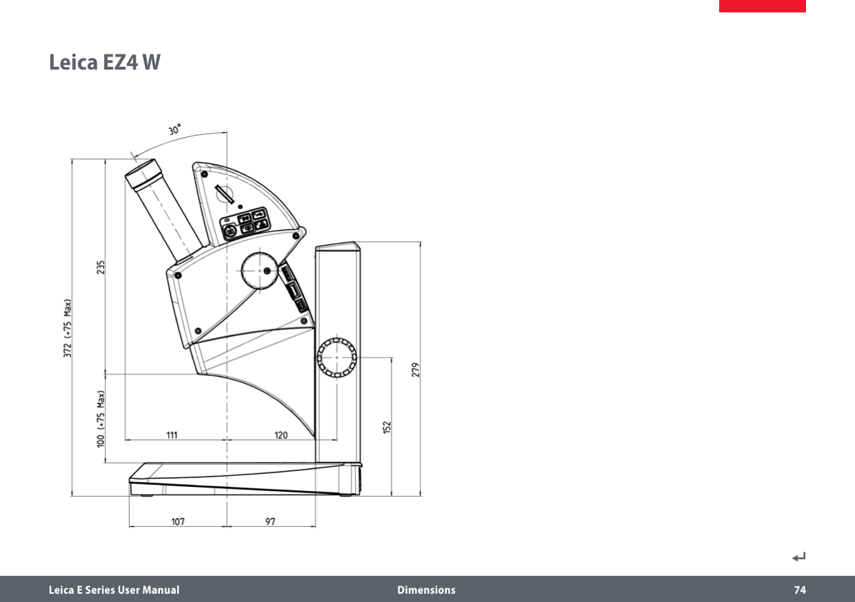 Leica E Series User Manual  Dimensions 74Leica EZ4 W