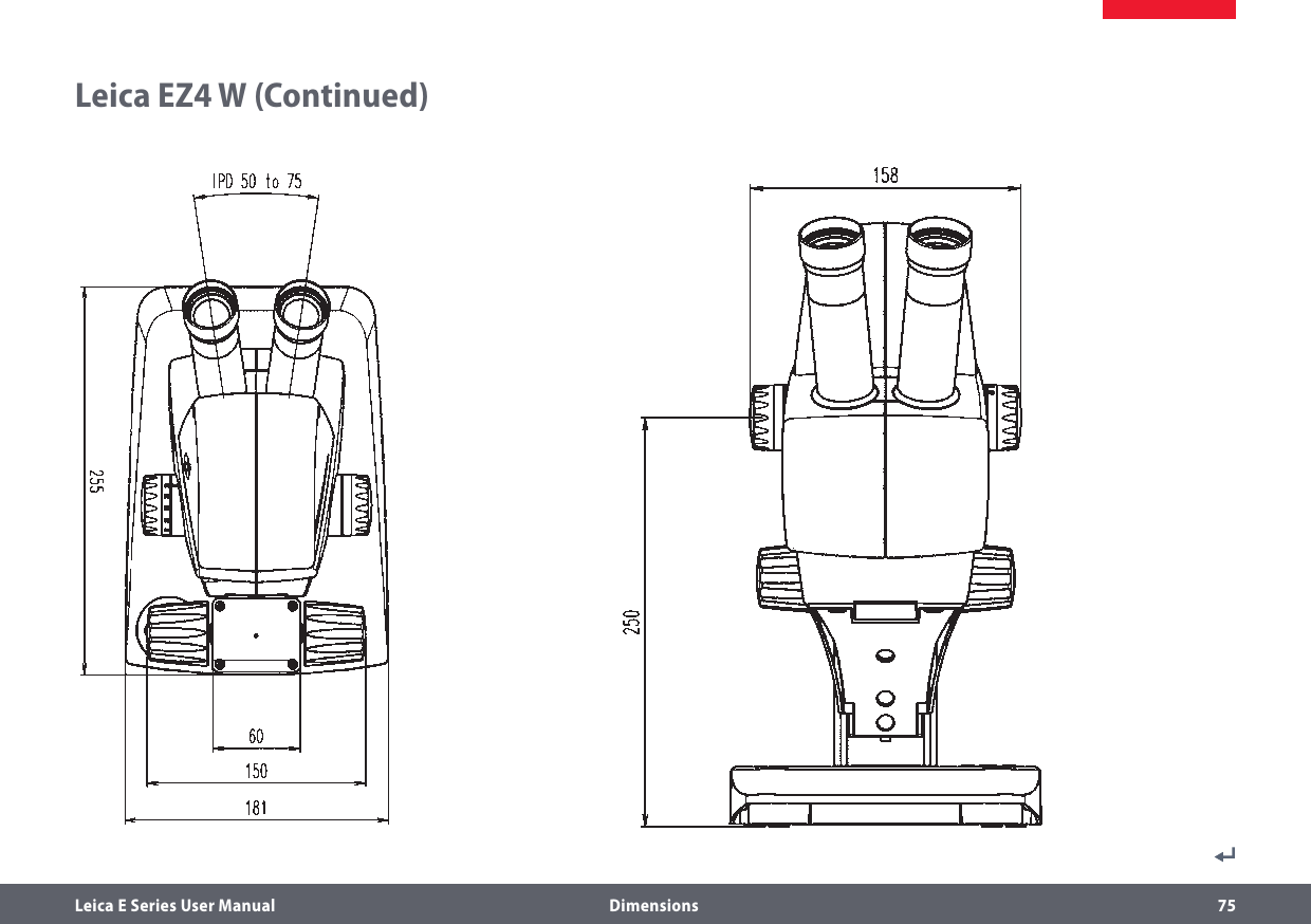 Leica E Series User Manual  Dimensions 75Leica EZ4 W (Continued)