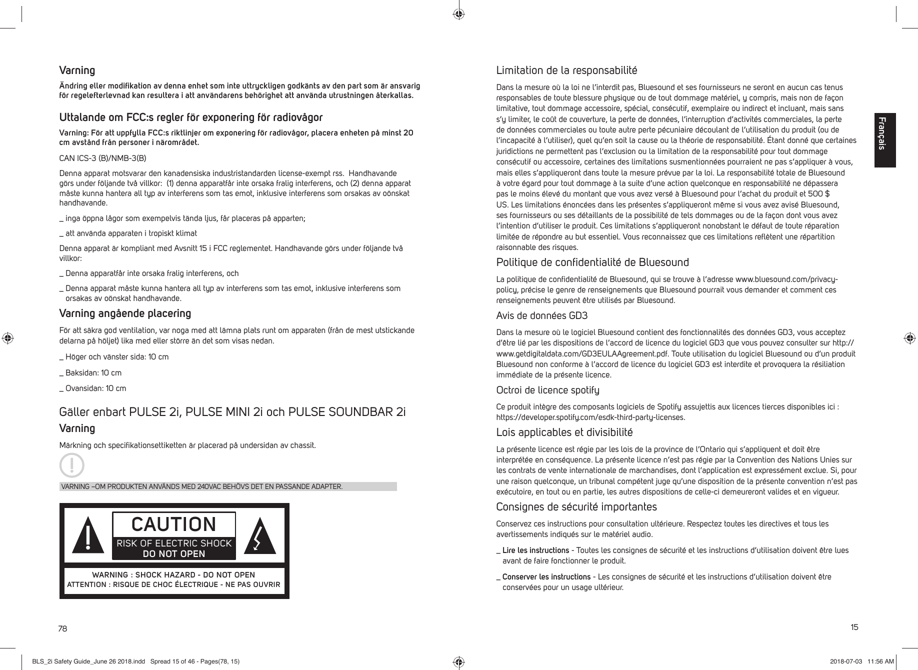 Page 15 of Lenbrook PN2I Wireless Music Streaming Amplifier User Manual BLS 2i Safety Guide June 26 2018 indd