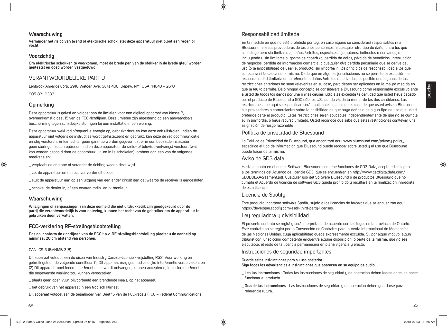 Page 25 of Lenbrook PN2I Wireless Music Streaming Amplifier User Manual BLS 2i Safety Guide June 26 2018 indd