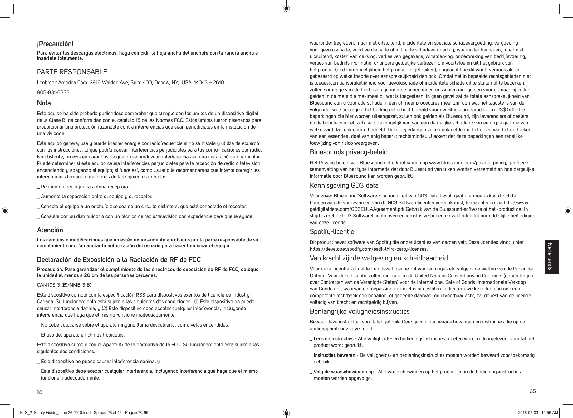 Page 28 of Lenbrook PN2I Wireless Music Streaming Amplifier User Manual BLS 2i Safety Guide June 26 2018 indd