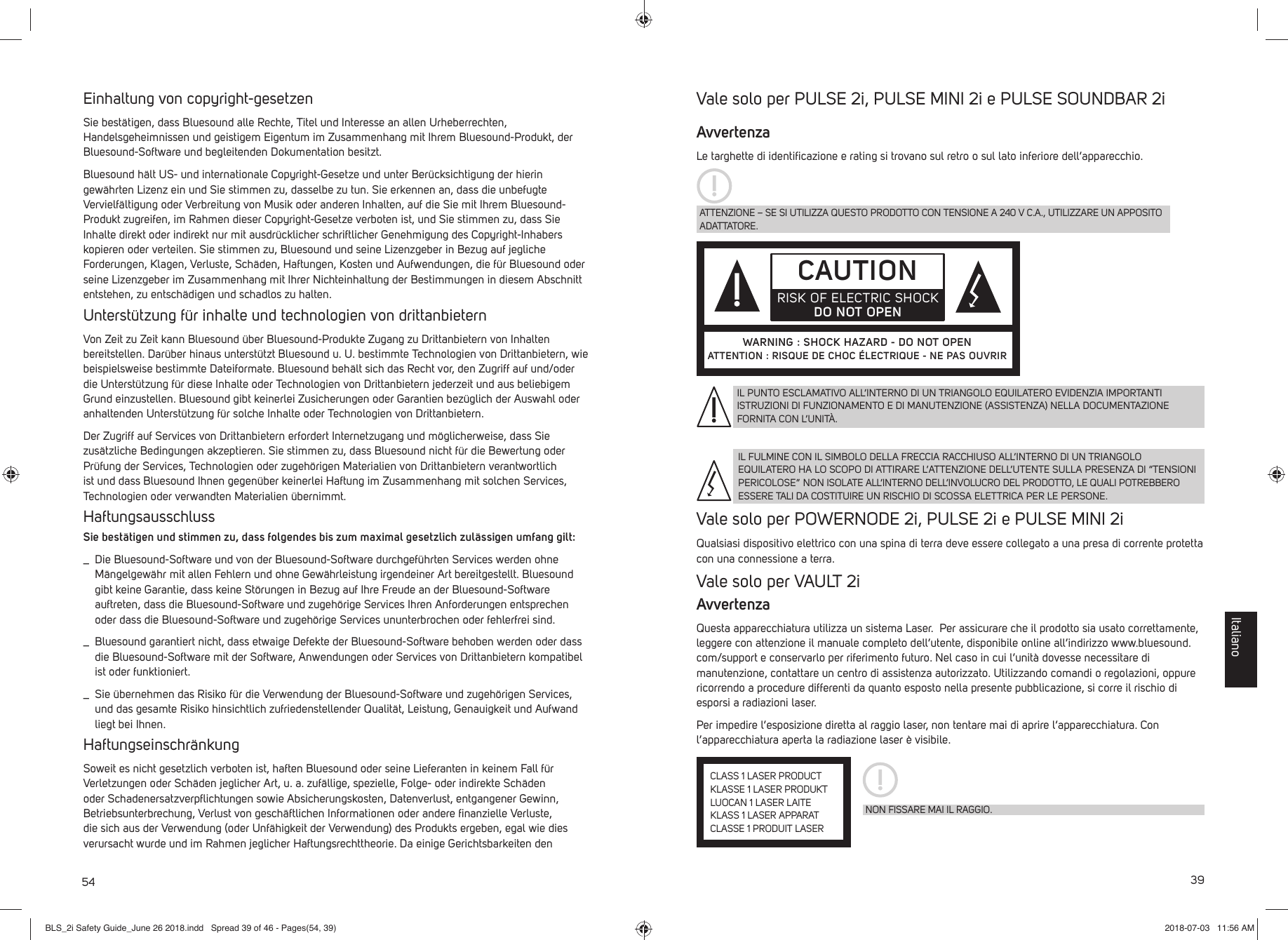 Page 39 of Lenbrook PN2I Wireless Music Streaming Amplifier User Manual BLS 2i Safety Guide June 26 2018 indd