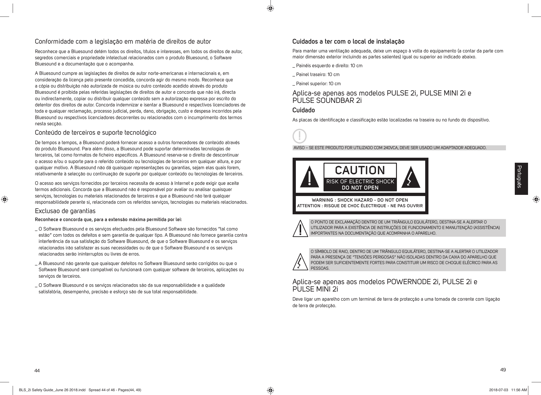 Page 44 of Lenbrook PN2I Wireless Music Streaming Amplifier User Manual BLS 2i Safety Guide June 26 2018 indd