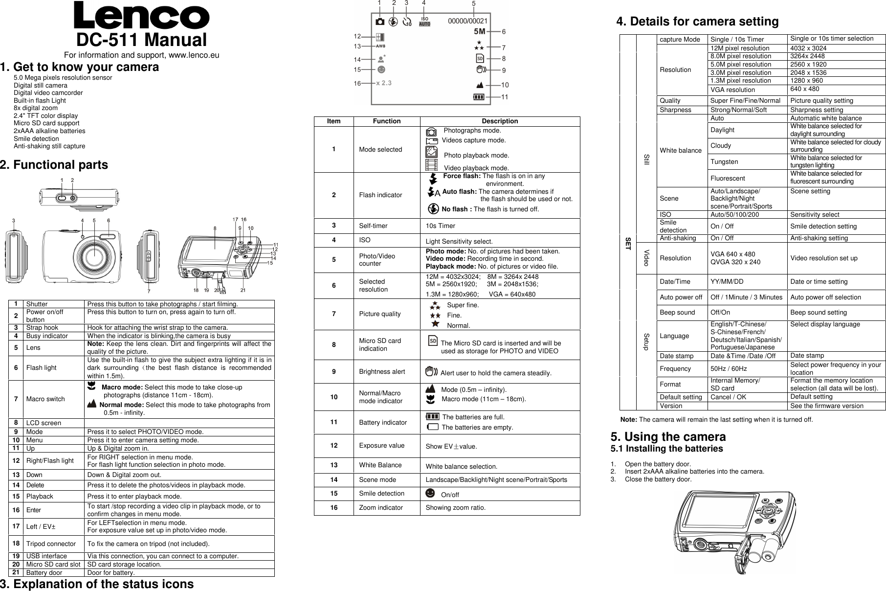 Page 1 of 2 - Lenco Lenco-Dc-511-Operating-Instructions DC-511 ENG
