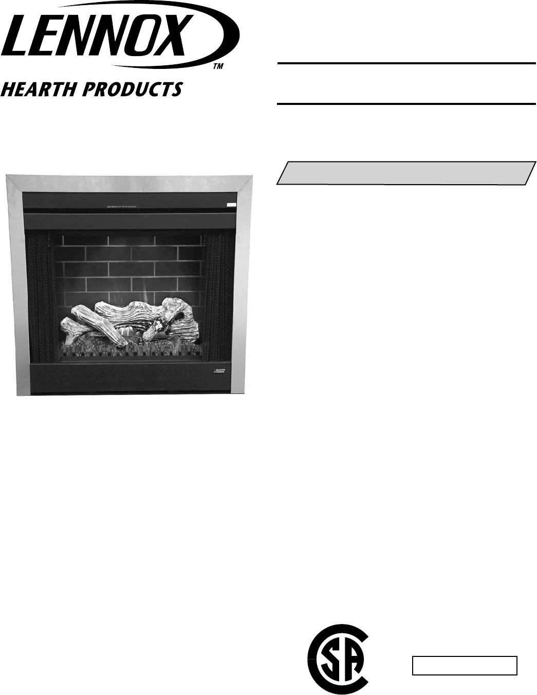 Lennox Hearth 36 Electric Fireplace Mpe 36r Users Manual