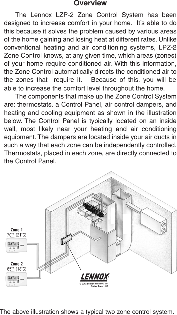 Page 2 of 8 - Lennox-International-Inc Lennox-International-Inc-Lennox-International-Inc-Air-Conditioner-Hvac-Zone-Control-Users-Manual- LZP-2 Manual  Lennox-international-inc-lennox-international-inc-air-conditioner-hvac-zone-control-users-manual