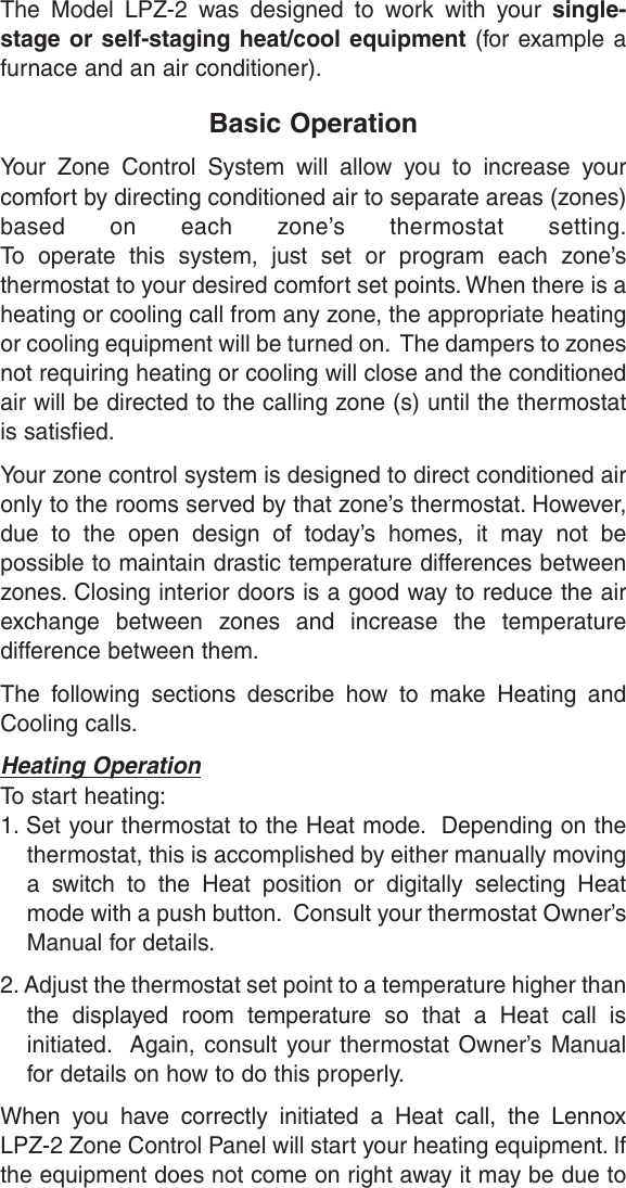 Page 3 of 8 - Lennox-International-Inc Lennox-International-Inc-Lennox-International-Inc-Air-Conditioner-Hvac-Zone-Control-Users-Manual- LZP-2 Manual  Lennox-international-inc-lennox-international-inc-air-conditioner-hvac-zone-control-users-manual