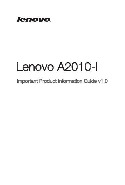 Important Product Information Guide v1.0Lenovo A2010-l
