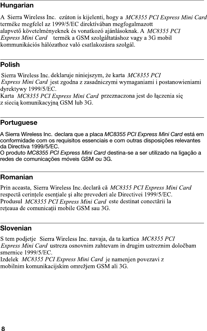 Page 8 of 12 - Lenovo 0B48778 01 User Manual (ROW) Think Pad Regulatory Notices For Wireless WAN Adapter (: Gobi3000) X230i Tablet Laptop (Think Pad) - Type 3434