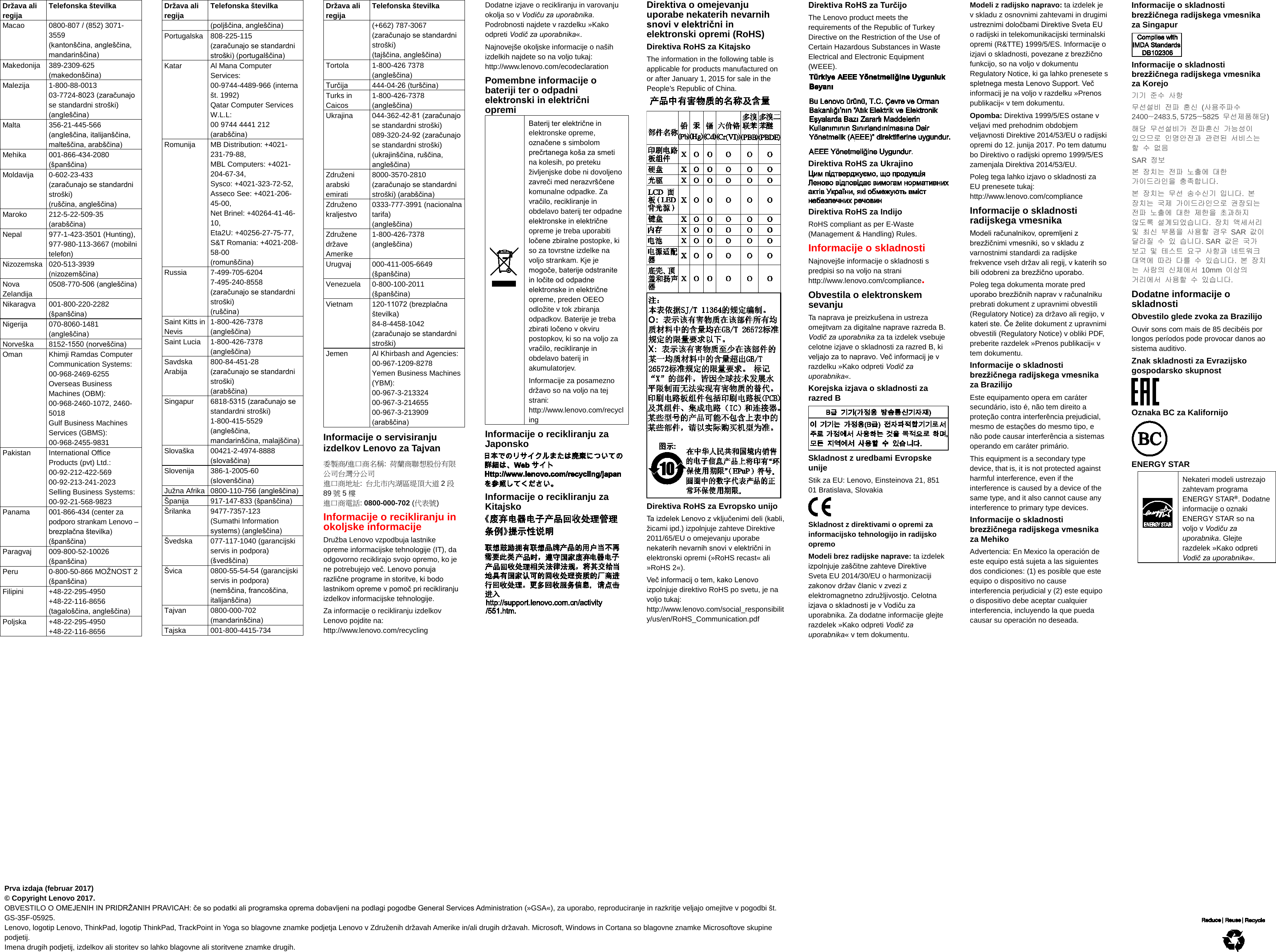 Page 2 of 2 - Lenovo 11E 4Th Gen Yoga Swsg Sl Sp40M73896 User Manual (Slovenian) Safety, Warranty And Setup Guide - Think Pad (Type 20HT 20HV) Laptop (Think Pad) Type 20HV