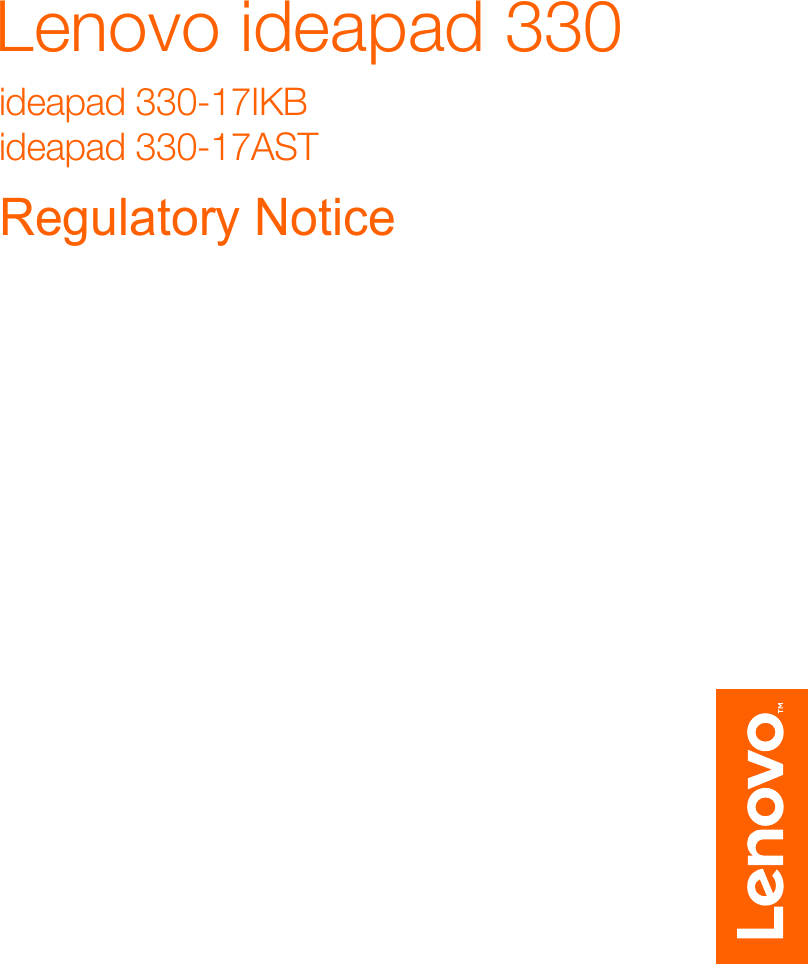 Page 1 of 8 - Lenovo Regulatory Notice (United States & Canada) - 330-17IKB (Type 81DM) Laptop (ideapad) Type 81DM 81dk Web Rn Us Ca 201803
