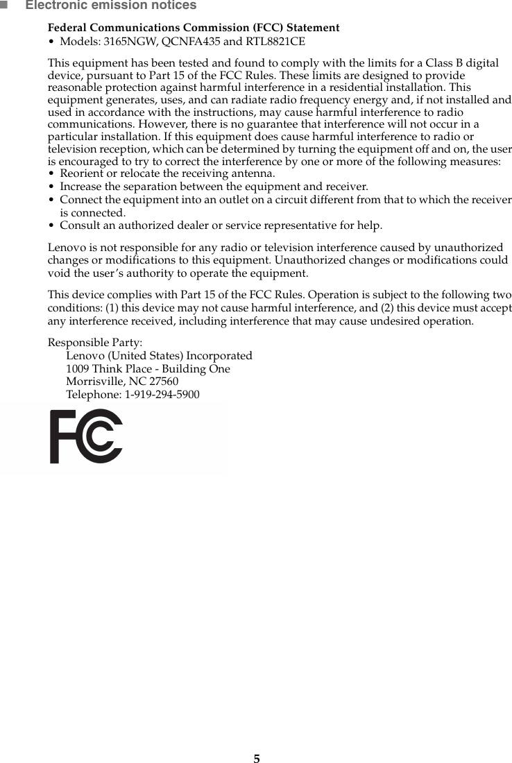 Page 7 of 8 - Lenovo Regulatory Notice (United States & Canada) - 330-17IKB (Type 81DM) Laptop (ideapad) Type 81DM 81dk Web Rn Us Ca 201803