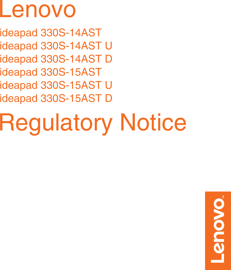 Page 1 of 11 - Lenovo Ideapad 330S-15ARR RN EU Regulatory Notice (European) - 330S-14AST, 330S-15AST 330S-14AST Laptop (ideapad) Web 201804