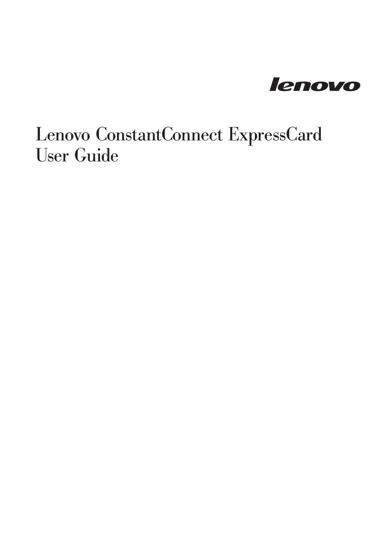 Lenovo ConstantConnect ExpressCard User Guide      