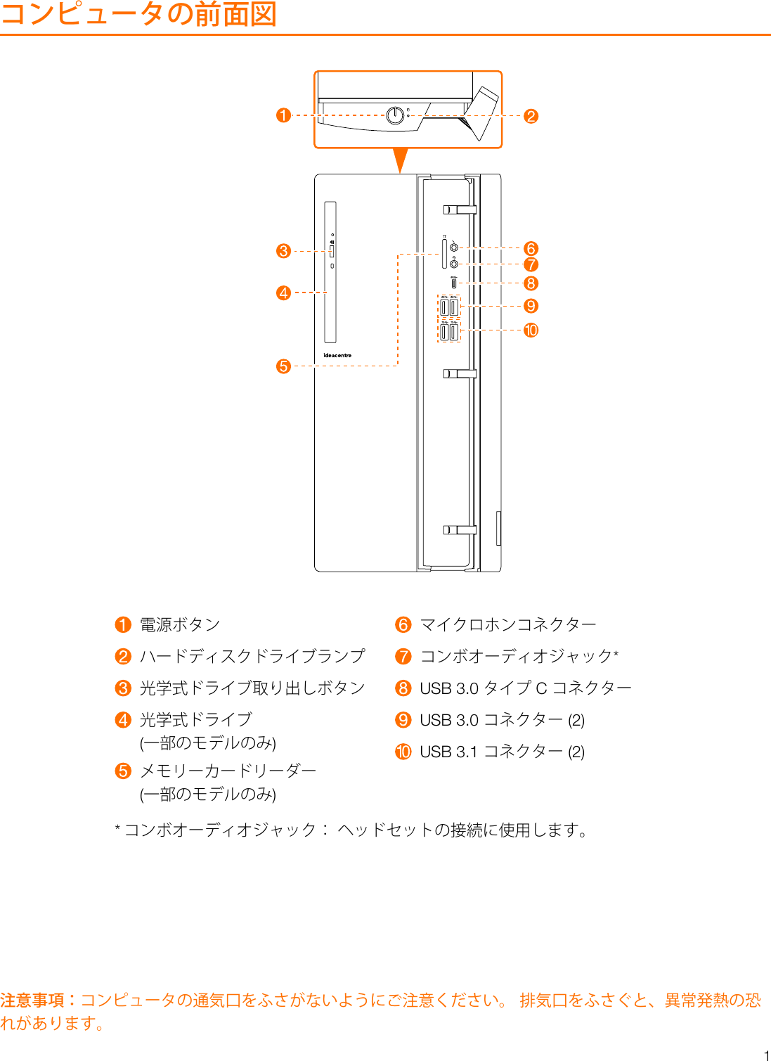Page 2 of 8 - Lenovo  ユーザー・ガイド 510A-15ICB Desktop (ideacentre) - Type 90HV 510 510a Ug V1.0 Jp 20180509