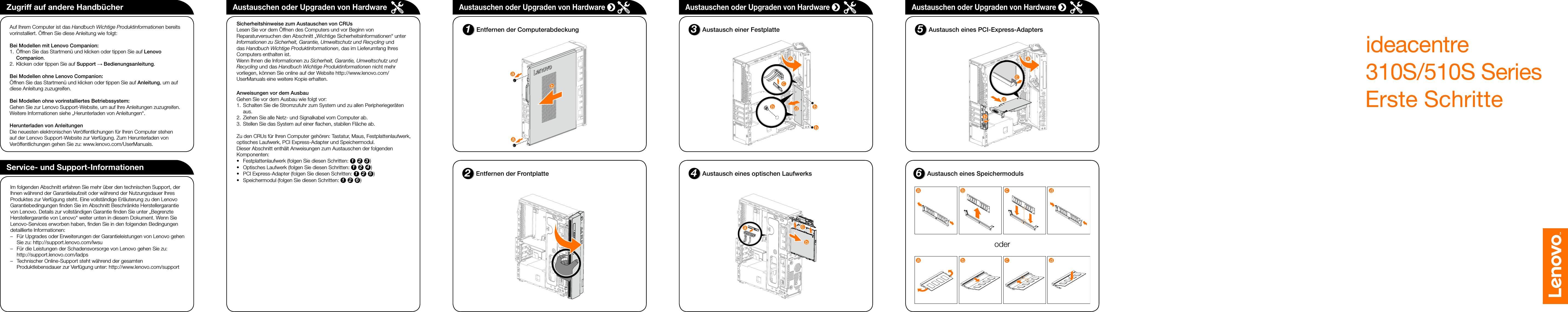 Page 1 of 2 - Lenovo 510S 310S Qsg V1.1 Win10 Gr Online 20170214 User Manual (German) Ideacentre 310S/510S Series Quick Start Guide 310S-08IAP Desktop (ideacentre)