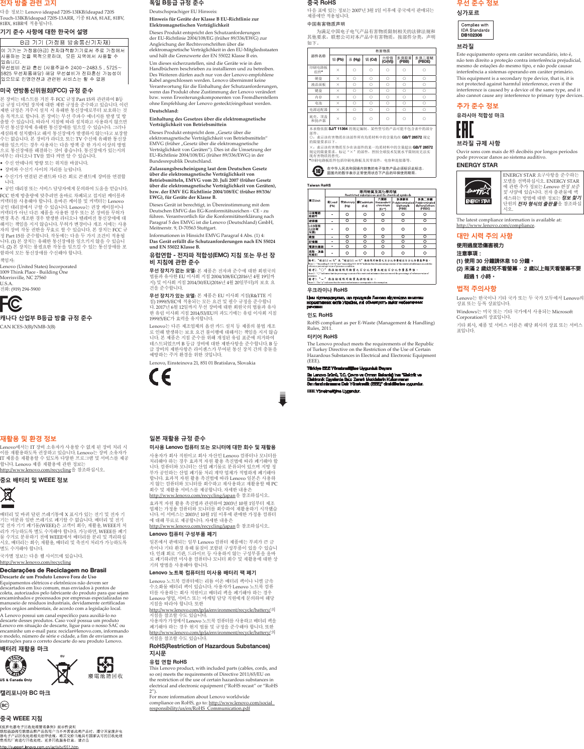 Page 2 of 2 - Lenovo 720S-13Ikb 720Stouch-13Ikb Swsg Ko 201707 User Manual (Korean) Safety, Warranty, And Setup Guide - (Type 81BV) Laptop (ideapad)