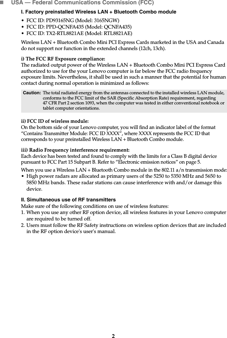 Page 3 of 7 - Lenovo Ideapad 510-15Isk 510-15Ikb Web Rn Us Ca 201604 510-15 ISK US&CA User Manual Regulatory Notice (United States & Canada) - 510-15ISK, Laptop (ideapad)