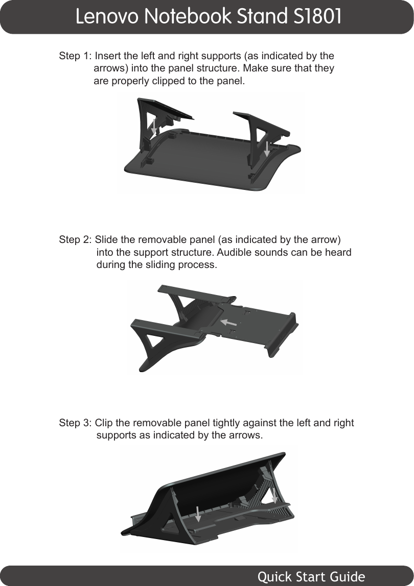 Page 1 of 1 - Lenovo Notebook Stand S1801 Qsg V1.0 201508 Blister User Manual G50-80 Laptop (Lenovo) - Type 20371