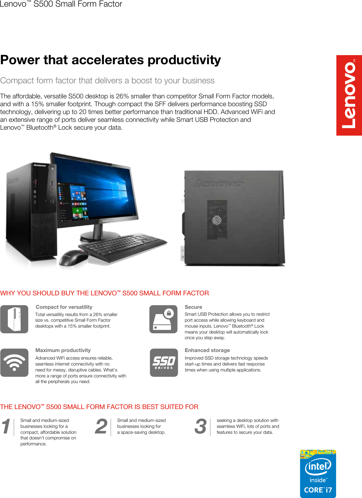 Page 1 of 2 - Lenovo S500 Spec Sheet 201509 User Manual Desktop (Lenovo) - Type 10HS