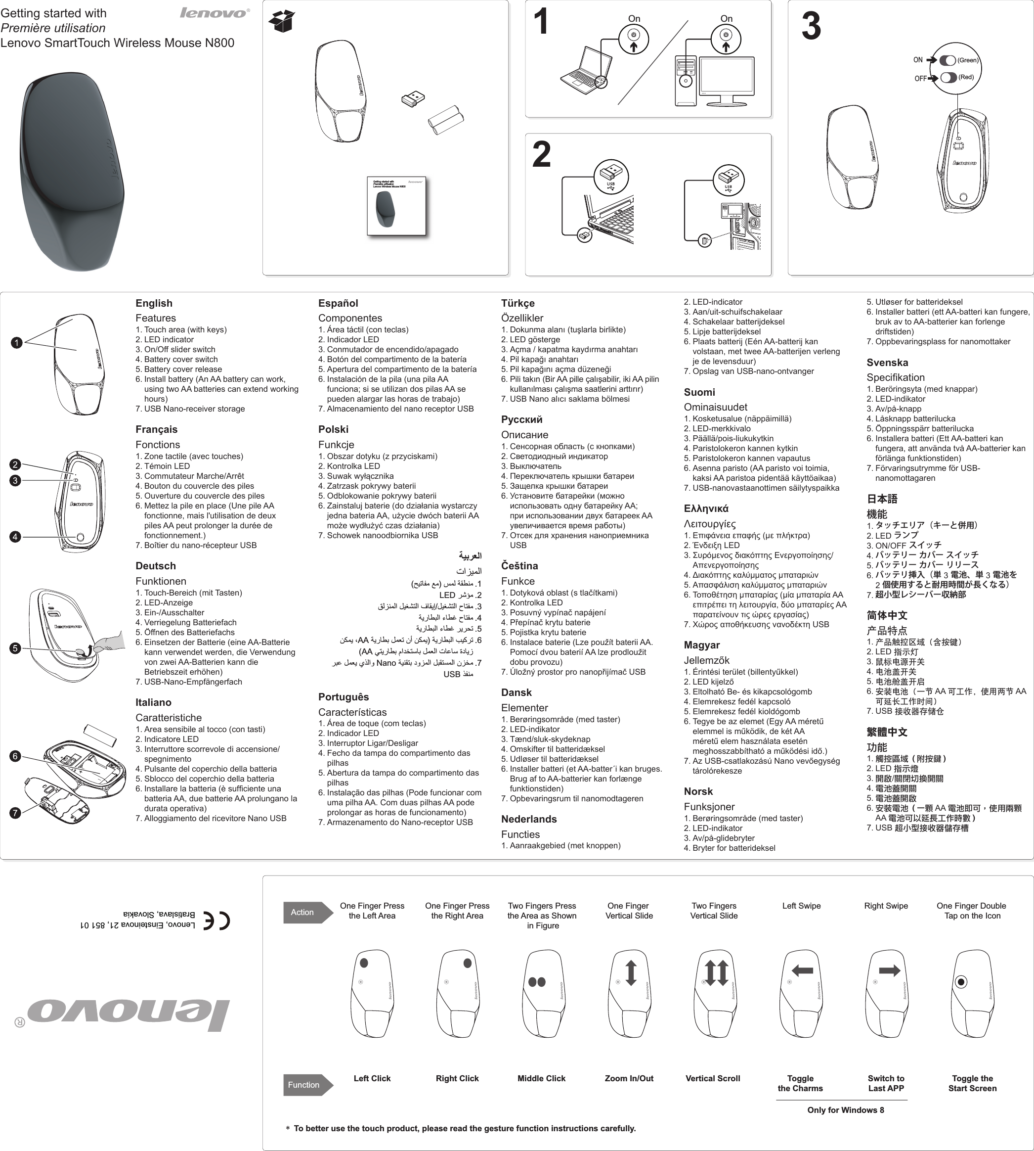 Lenovo Smarttouch Wireless Mouse N800 Ug User Manual G50 80 Laptop