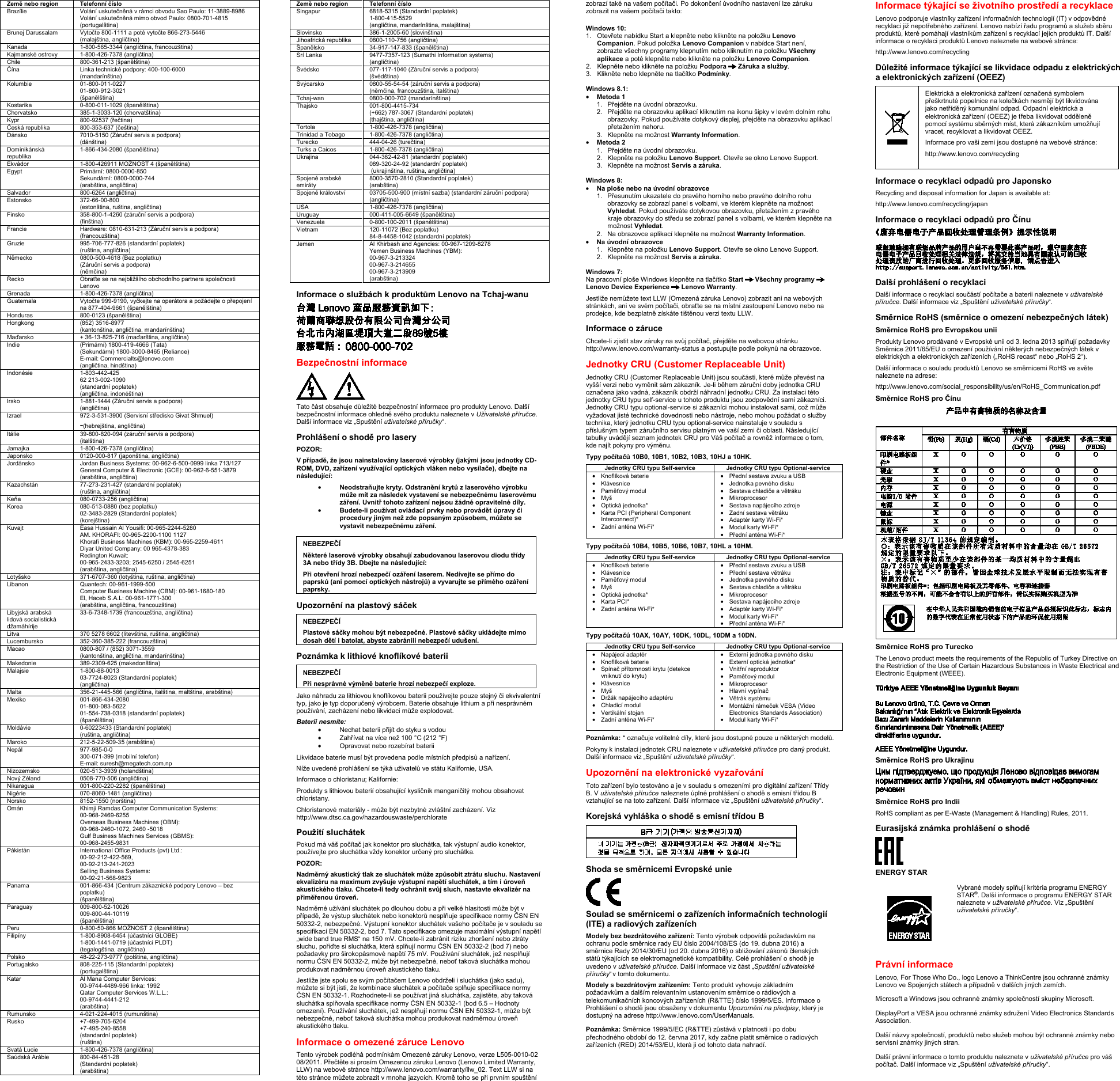 Page 2 of 2 - Lenovo M73 Swsg Cz User Manual (Czech) Safety, Warranty And Setup Guide Desktop (Think Centre) - Type 10AY