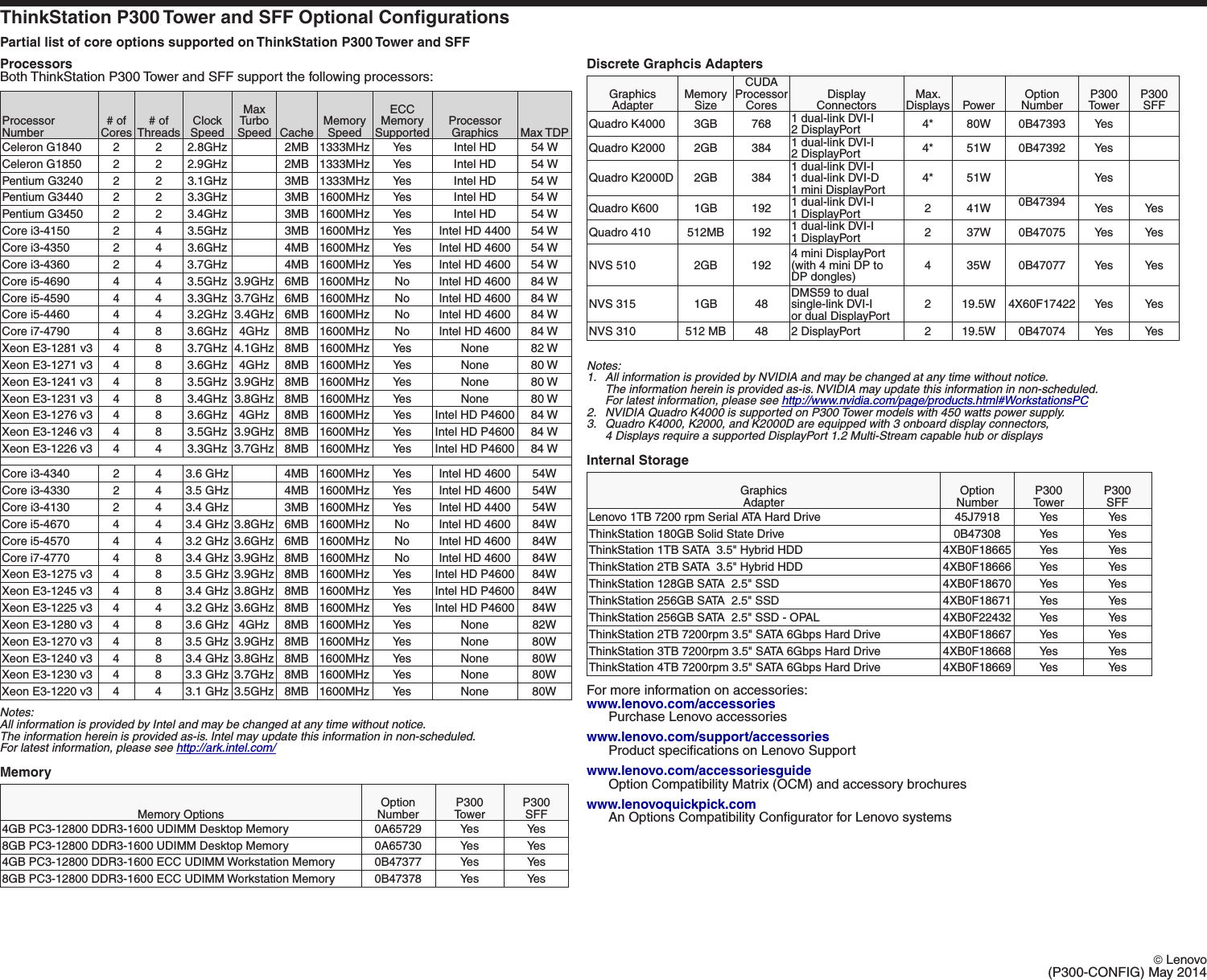 Page 5 of 5 - Lenovo P300 Sff Product Spec User Manual Workstation (Think Station) - Type 30AJ