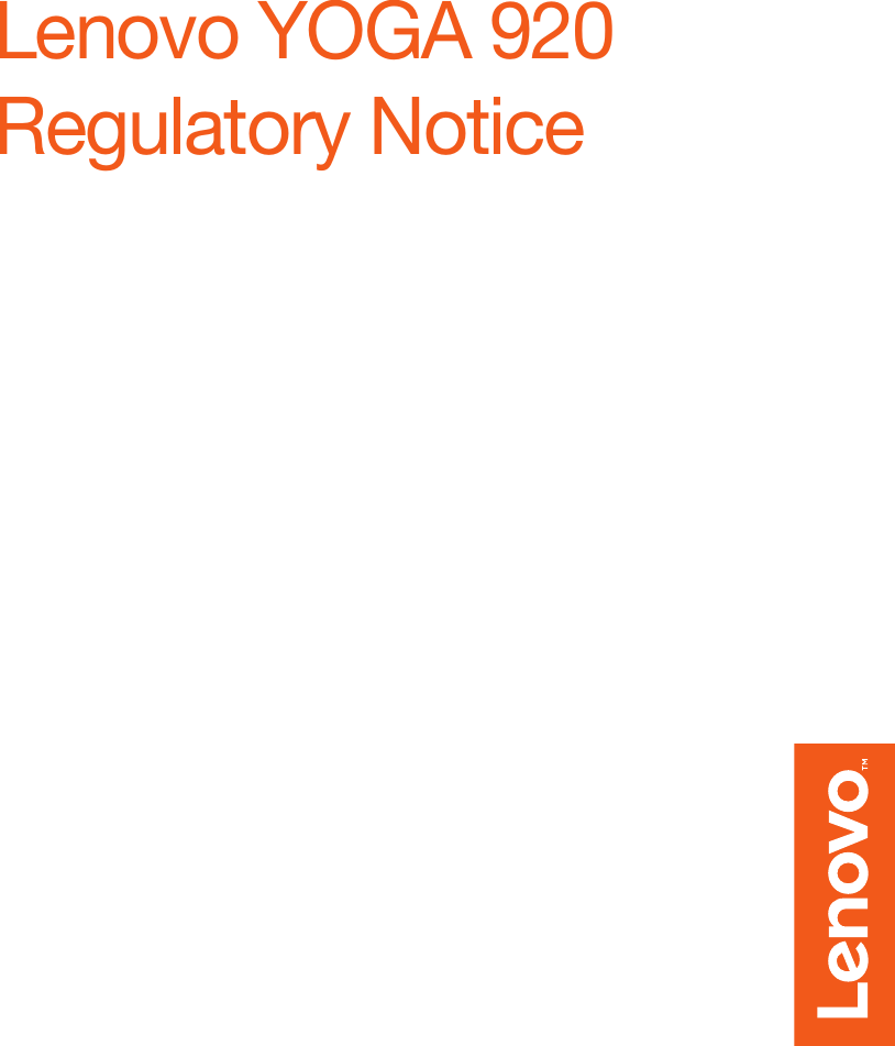 Lenovo YOGA 920Regulatory Notice