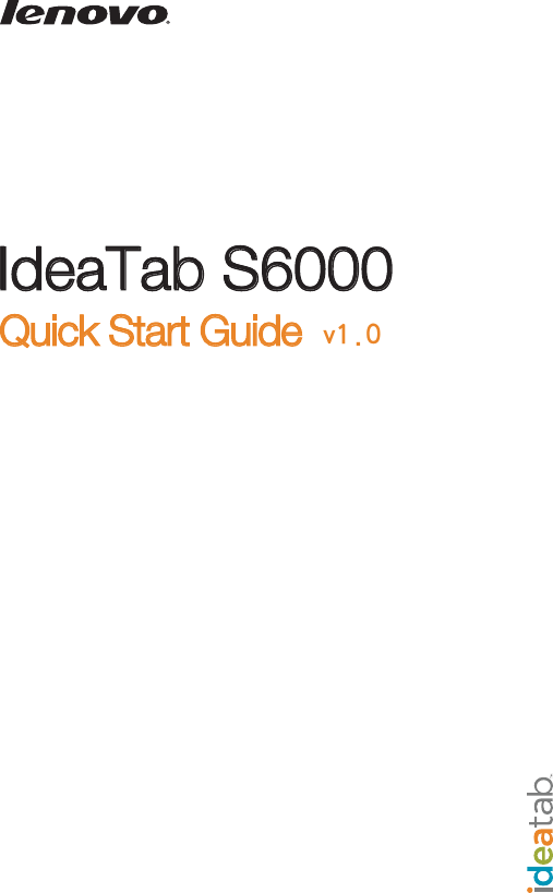 Quick Start GuideYIdeaTab S6000