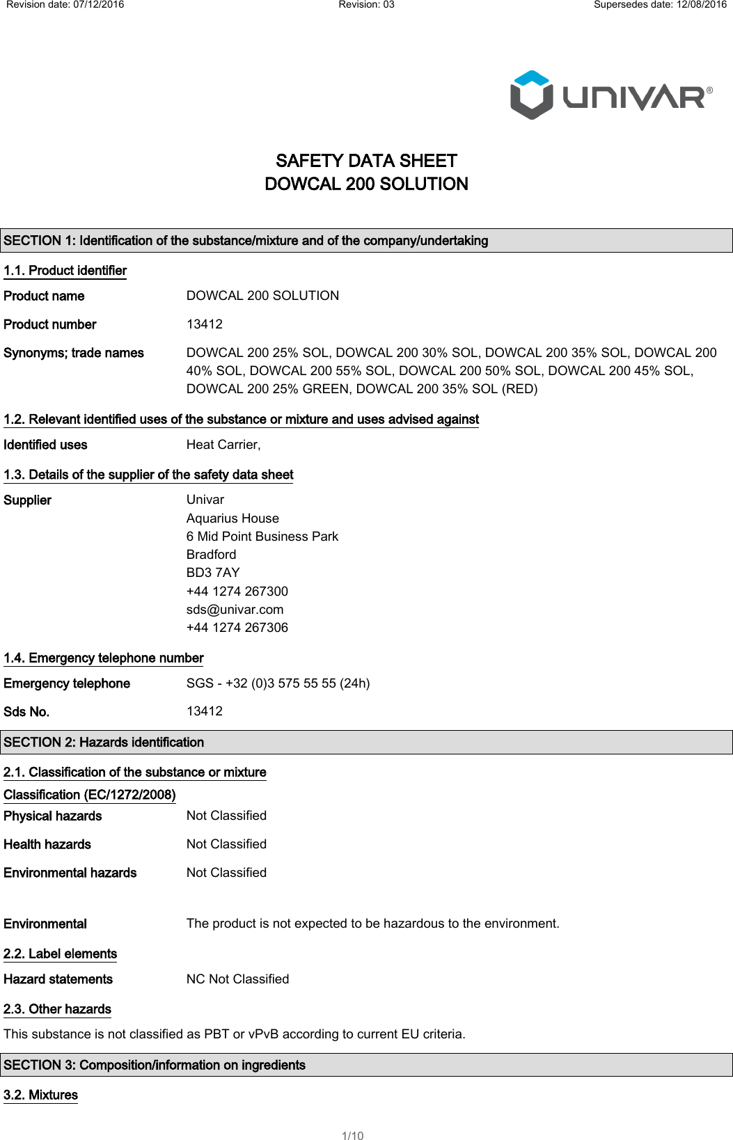 Page 1 of 10 - Lenovo Safety Data Sheet Dowcal 200 Solution User Manual Legion Y920T-34IKZ Desktop (Lenovo)