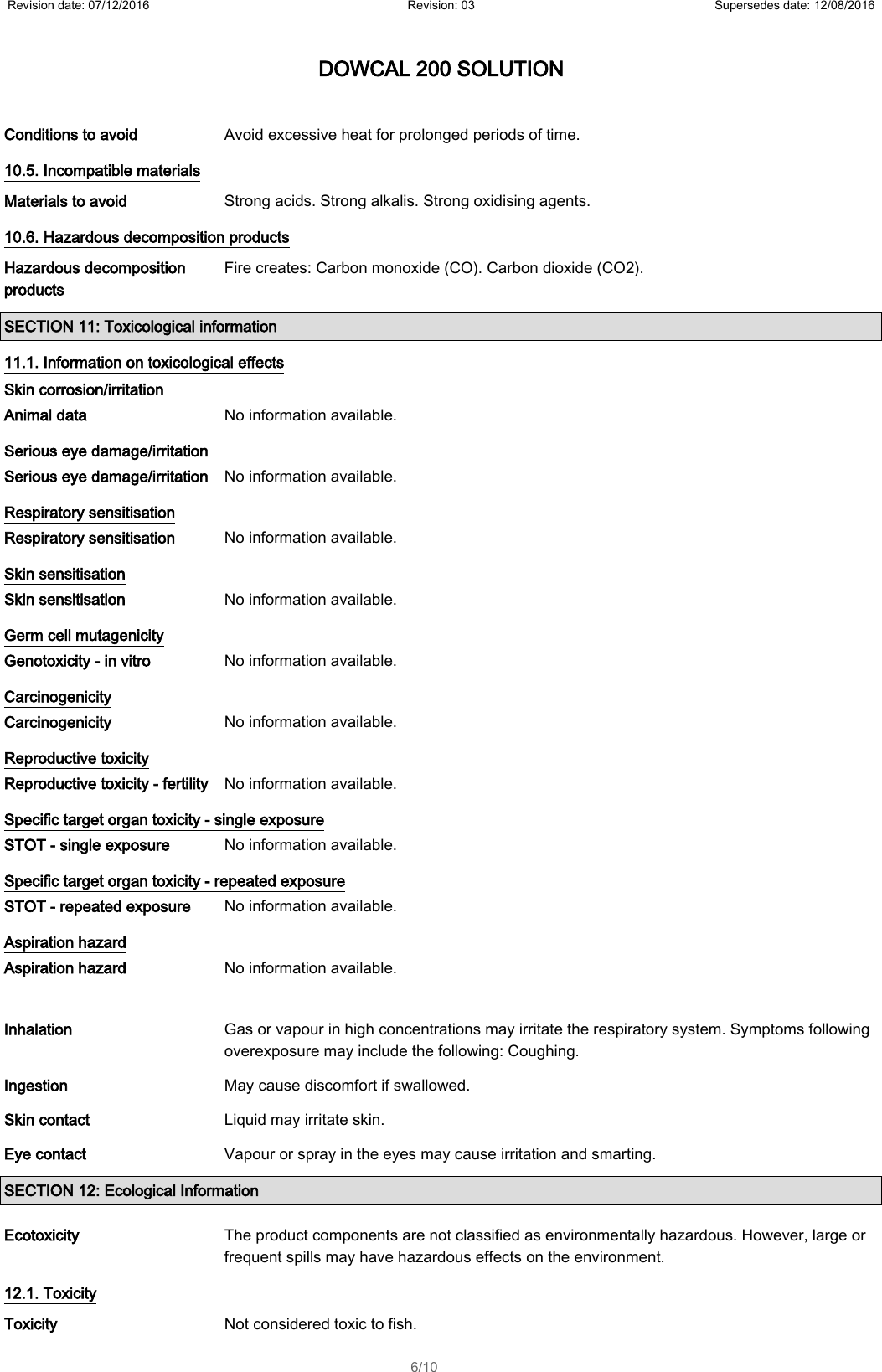 Page 6 of 10 - Lenovo Safety Data Sheet Dowcal 200 Solution User Manual Legion Y920T-34IKZ Desktop (Lenovo)