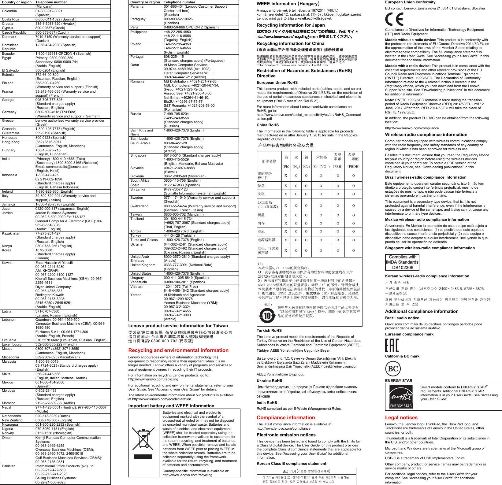 Page 2 of 2 - Lenovo T570 P51S Swsg En Sp40J65731 User Manual (English) Safety, Warranty And Setup Guide - Think Pad T570,P51s Laptop (Type 20H9,20HA) (Think Pad) Type 20H9