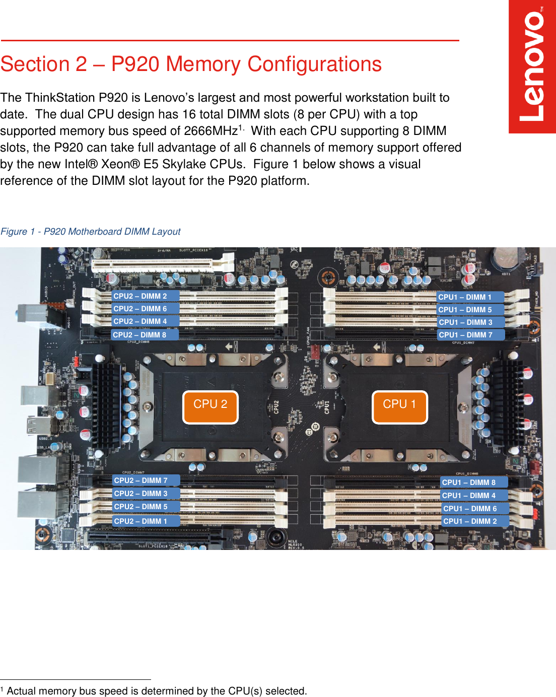 Page 4 of 9 - Lenovo Thinkstation P920 P720 Memory Configurations V1.0 User Manual - Think Station P720, Workstation (Think Station) Type 30BC
