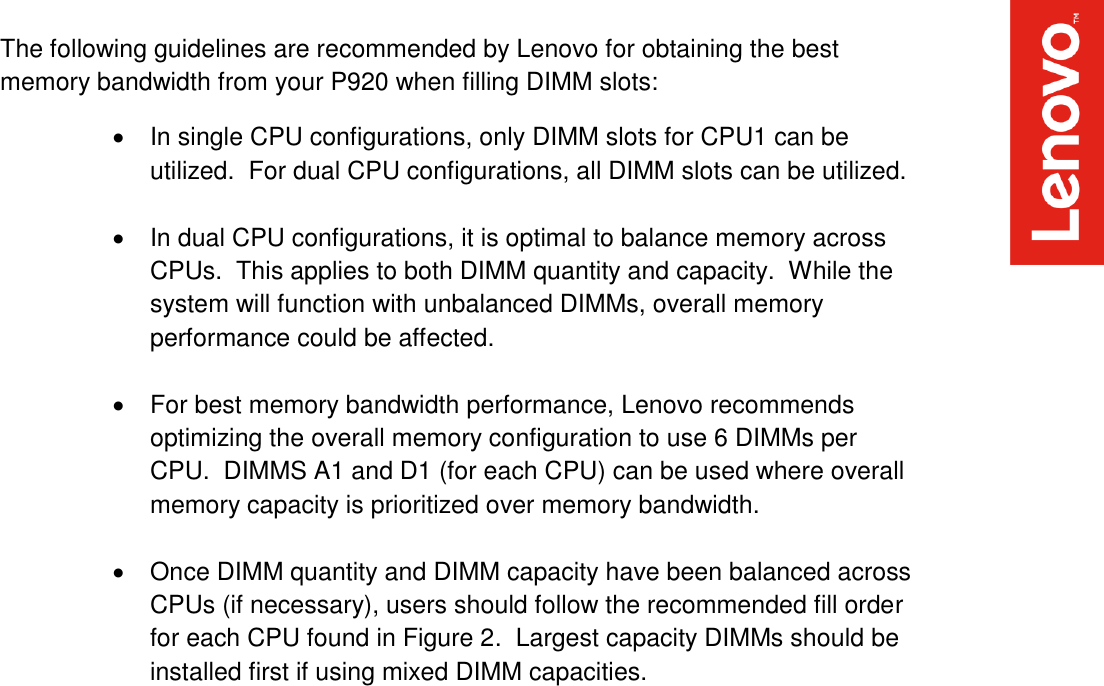 Page 5 of 9 - Lenovo Thinkstation P920 P720 Memory Configurations V1.0 User Manual - Think Station P720, Workstation (Think Station) Type 30BC