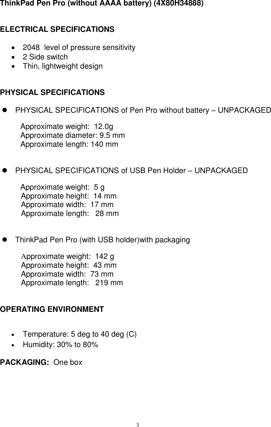 Page 3 of 4 - Lenovo Tp Active Capacitive Pen 4X80H34887 User Manual P70 Laptop (Think Pad)