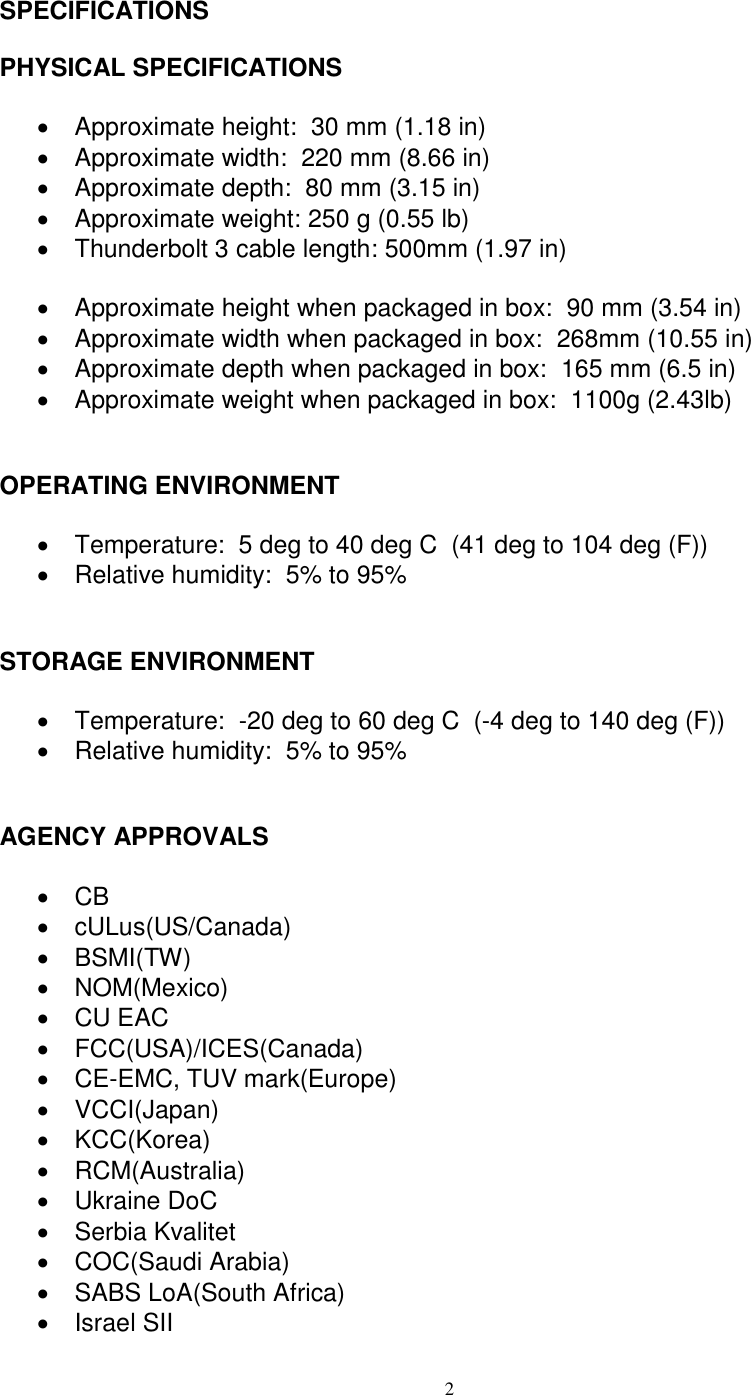 Page 2 of 4 - Lenovo Tp Thunderbolt3Dock 40Ac0135 OVERVIEW User Manual X1 Carbon 5th Gen - Kabylake (Type 20HR, 20HQ) Laptop (Think Pad)