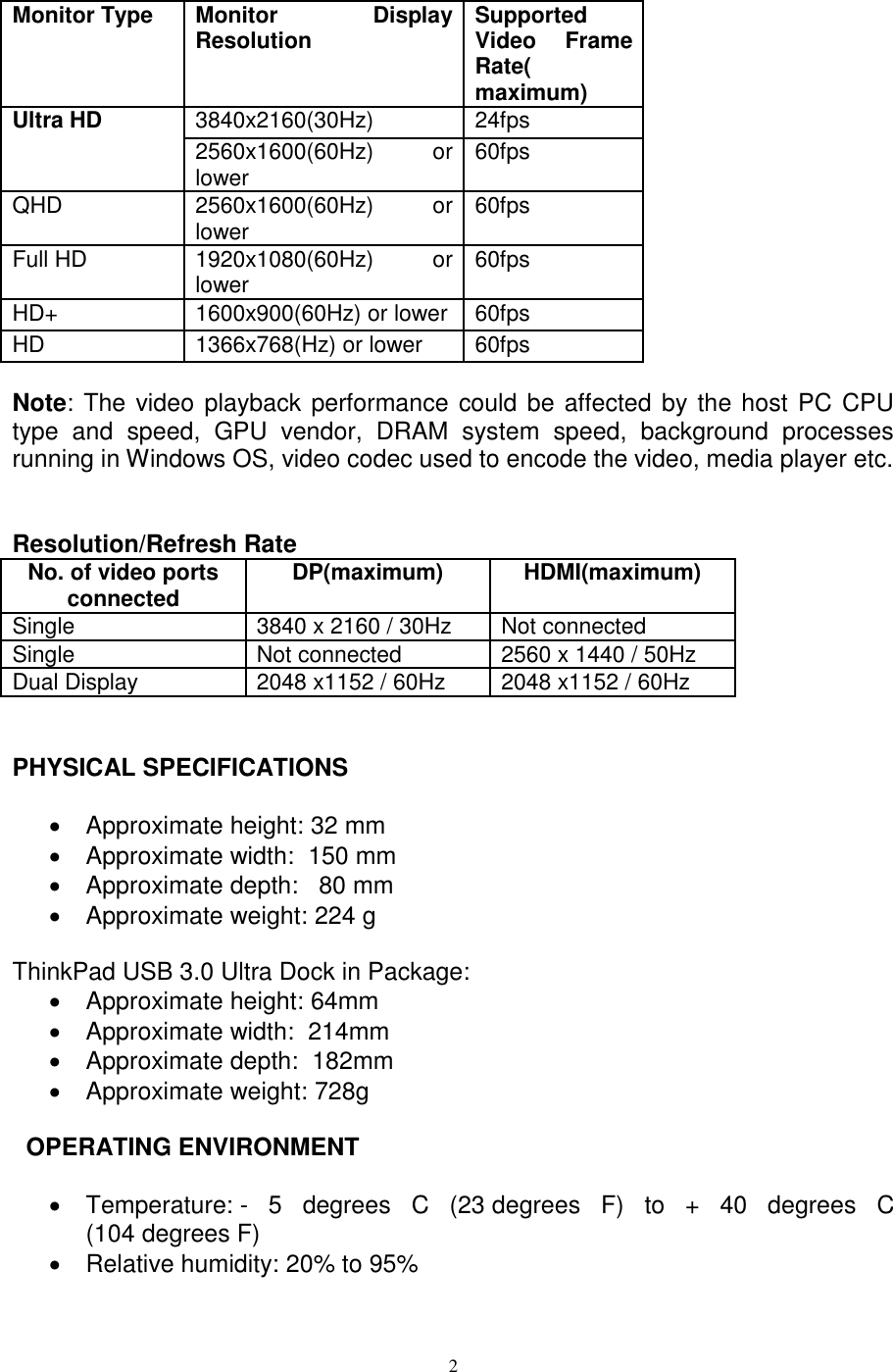 Page 2 of 5 - Lenovo Tp Usb3 Ultradock 40A80045 OVERVIEW User Manual L570 (type 20J8, 20J9) Laptops (Think Pad) - Type 20J8