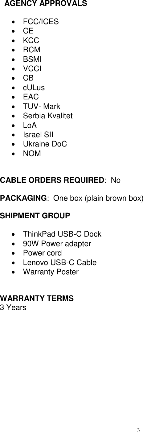 Page 3 of 5 - Lenovo Tp Usbc Dock 40A90090 OVERVIEW User Manual X1 Carbon 5th Gen - Kabylake (Type 20HR, 20HQ) Laptop (Think Pad)