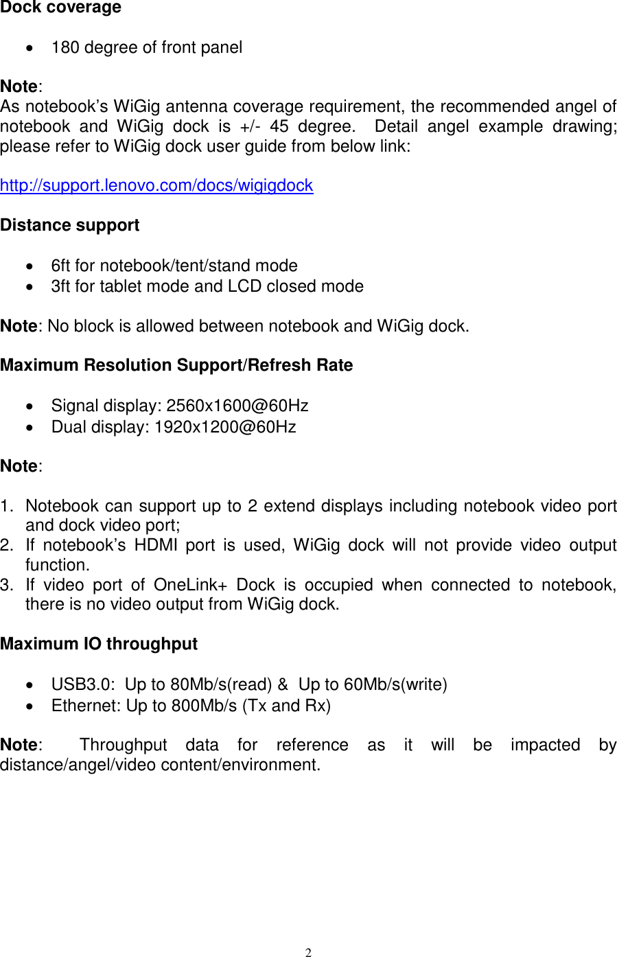 Page 2 of 4 - Lenovo Tp Wigig Dock 40A60045 OVERVIEW User Manual Think Pad X1 Tablet 1st Gen (Type 20GG, 20GH) - Type 20GH